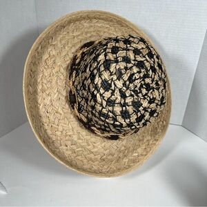 Betmar Street Smart Womens Tan & Black Woven Straw Hat Boho Cruise Vacation